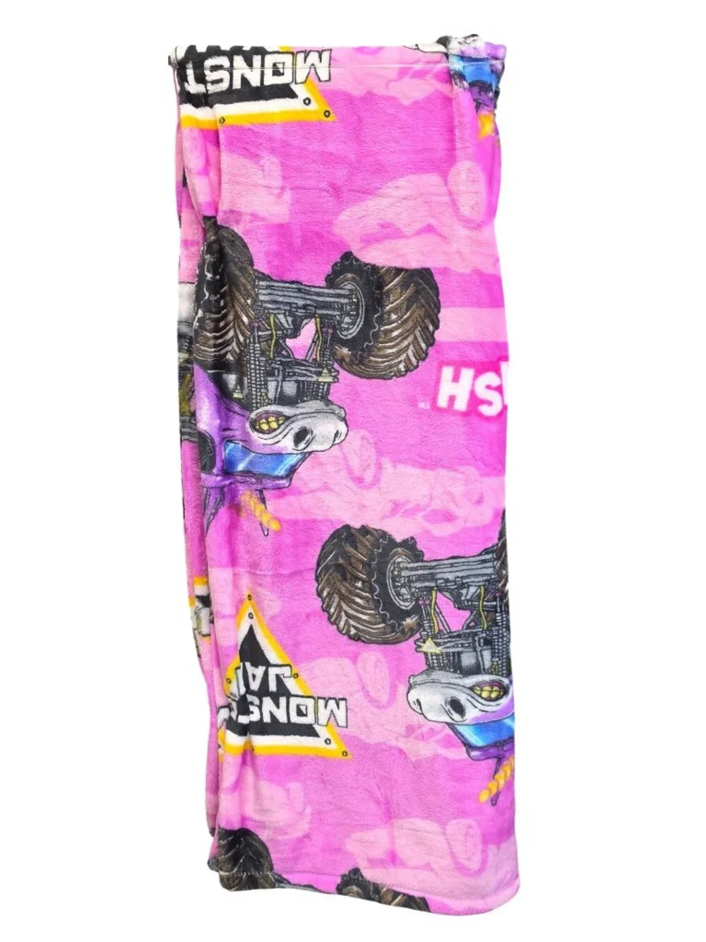 Pink Monster Jam Truck Halloween Plush Throw Blanket